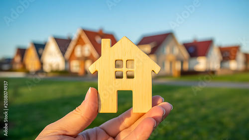 Hand holding model house representing real estate investment opportunity