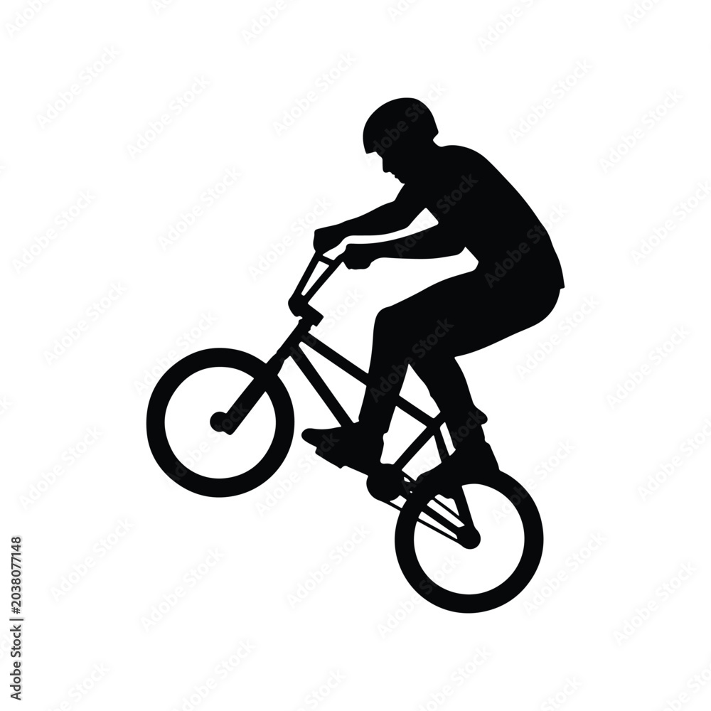 Naklejka premium BMX rider extreme cycling sports silhouette icon