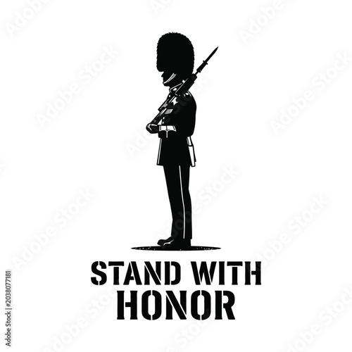 Photos Stand with honor royal guard soldier silhouette vector emblem