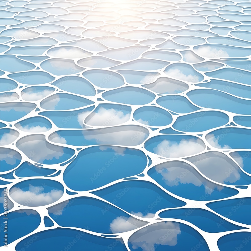 Obraz premium Reflective blue ice floes melting sunlight.