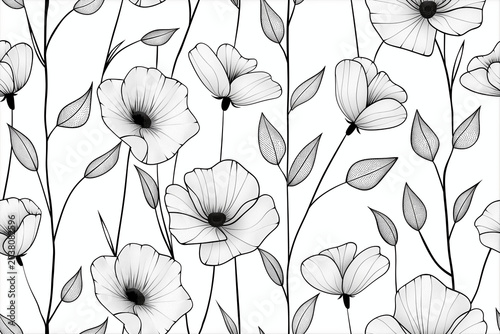 Black and white floral pattern illustration