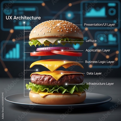 UX Architecture Burger Layered Concept Diagram.