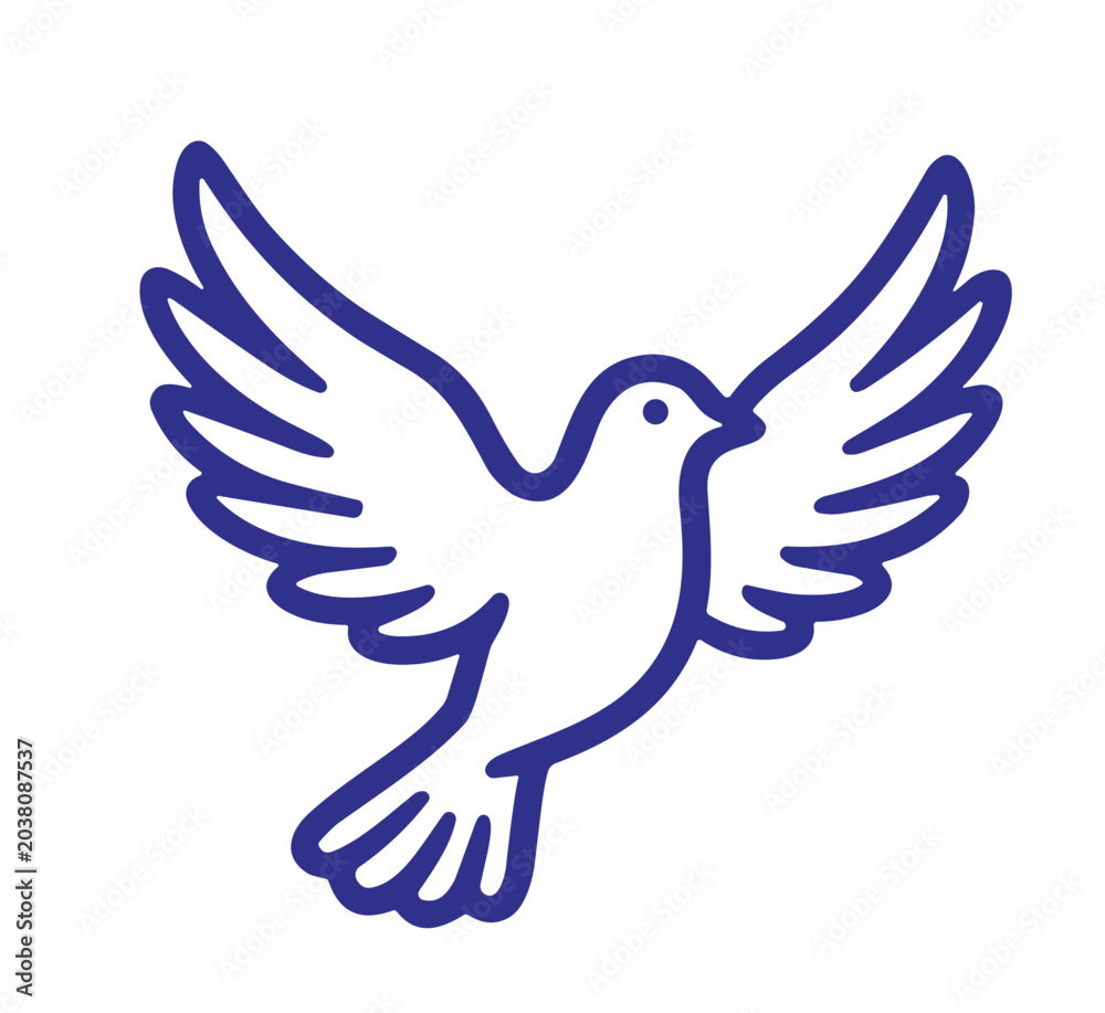 Fototapeta premium Dove Illustration of Peace and Freedom Line Art Icon