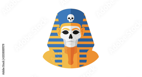 Photography Pharaoh Skull Icon - Ancient Egypt Egyptology Symbol Vector Illustration