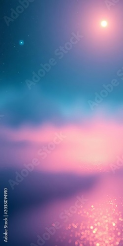 Shimmering mist on water's surface glows softly under stars, green, dark