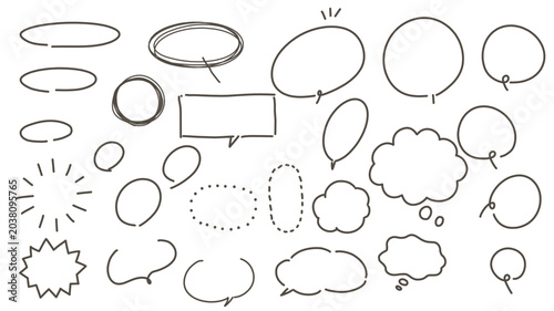 Hand Drawn Speech Bubble Vector Set for Doodle Chat and Comment Design