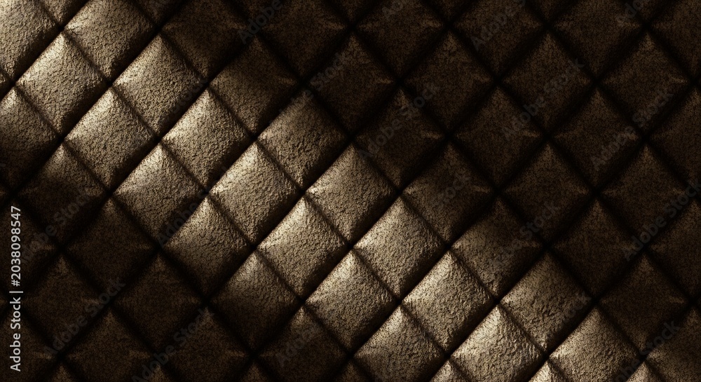 Naklejka premium Dark Quilted Leather Texture with Diagonal Light Across Padded Surface