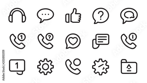 Foto Set of support icons for customer service assistance and online communication chat bubble