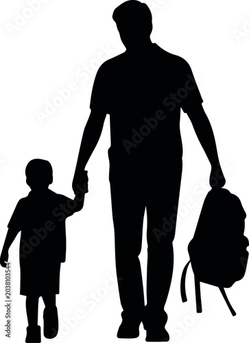 Photos Parent and child walking to school holding hands