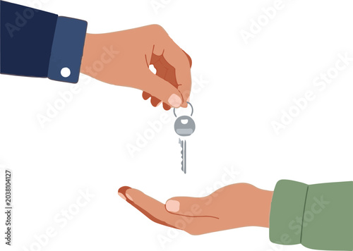 Handing Over a Silver Key to Another Person.