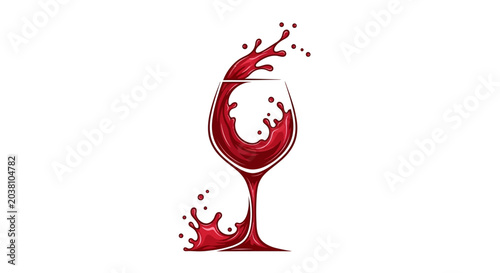 Obraz na płótnie Red wine glass with splashing liquid.
