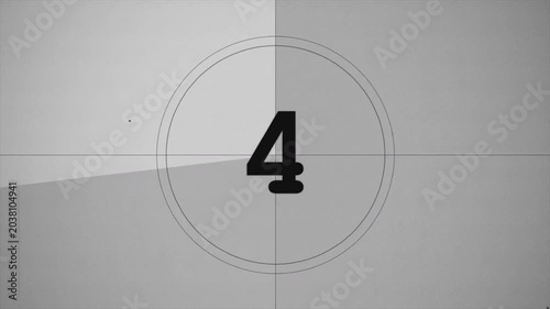 Vintage Cinema Film Countdown Leader, Retro Movie Start Timer, Scratched Grainy Texture, Analog Flicker Effect, Classic Projector Look, Motion Graphic, Animation 4k video