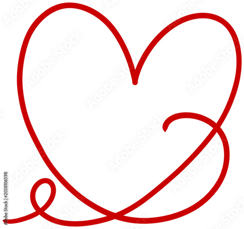 It is a red line drawing of a heart.
