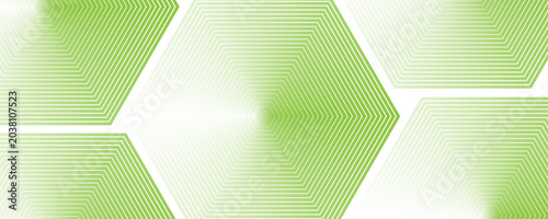 Abstract green gradient background with white concentric hexagon lines