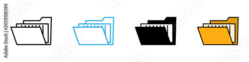 Fotografi File and folders multi - style icon design concept