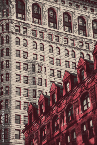 new york city skyline old vintage poster print buildings and city