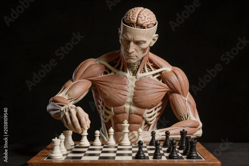 Anatomical figure playing chess