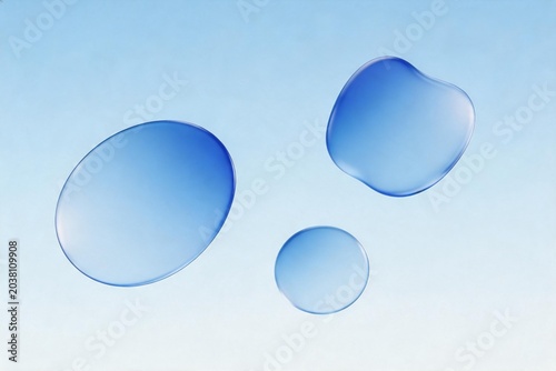 Blue water droplets on light background