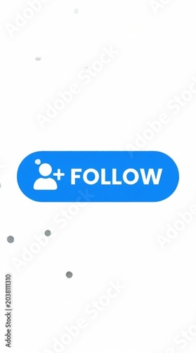 Blue Social Media Follow Button With User Icon Web. A blue rounded rectangle button for social media with a follow prompt
