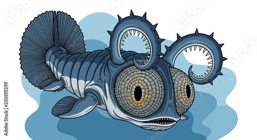 Photography Whimsical Blue Sea Creature with Large Eyes and Spiky Antennae