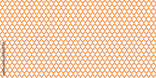 Foto Geometric orange quatrefoil pattern background, seamless Moroccan tile lattice t