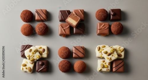 Assorted Gourmet Chocolate Truffles and Pralines Set.