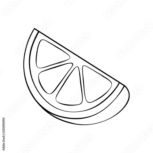 Cuadro en lienzo Minimalist black and white line art vector illustration of a fresh citrus lemon