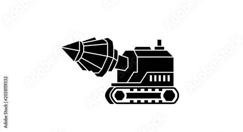 Trenching Machine Icon, Industrial Equipment, Construction Tool, Excavation Vehicle