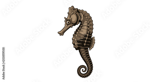 Schilderij op canvas Vintage Seahorse Illustration - Marine Life Drawing