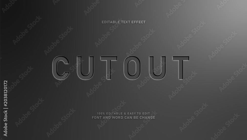 Fototapeta premium Cutout text effect, editable engraved text style on dark grey background