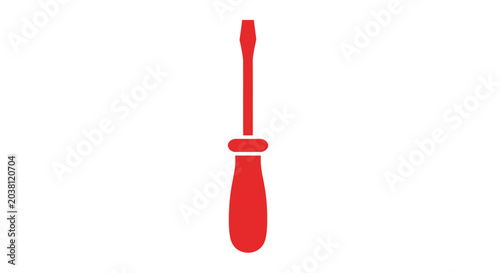 Fotografi Red Screwdriver Tool Icon Isolated on White Background, Flat Design