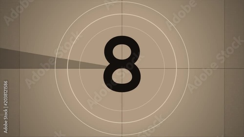 Vintage Film Countdown Leader 8-2 with Aged Texture and Scratches, Retro Cinema Movie Intro, Old Film Reel Marking Overlay, Sepia Grainy Countdown, Analog Aesthetic 4k video