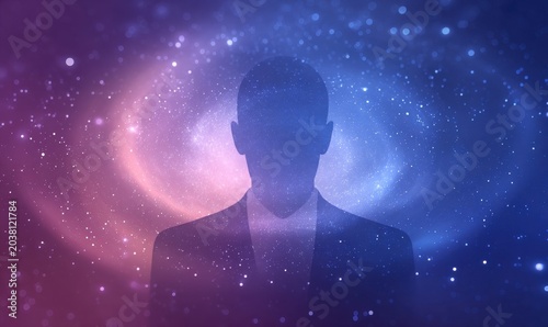 Cosmic Aura Around Silhouette Figure