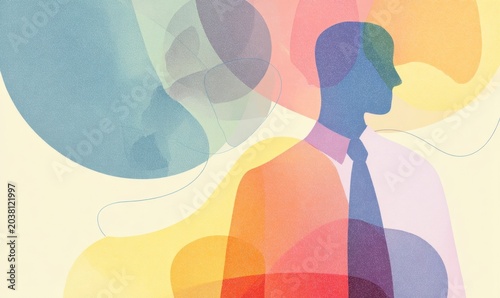 Abstract Silhouette with Colorful Shapes