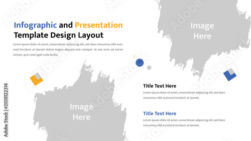 Contemporary presentation layout featuring two distinct image placeholders and text sections