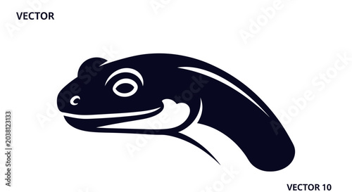 Tableau sur toile Dark Silhouette of a Lizard Head, Vector Illustration, White Background
