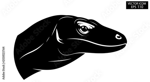 Tableau sur toile Komodo Dragon Silhouette Head Vector Icon