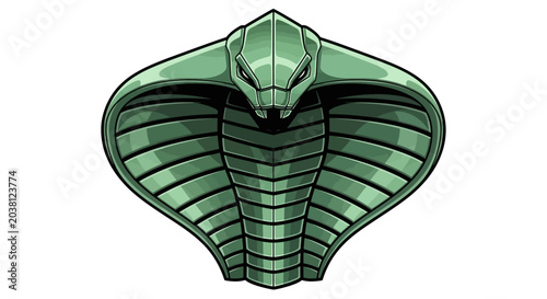 Foto Green Cobra Snake Head Icon, Reptile Symbol, Danger Emblem