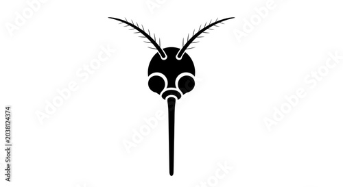 Foto Mosquito Head Silhouette Icon Vector - Insect Pest Symbol