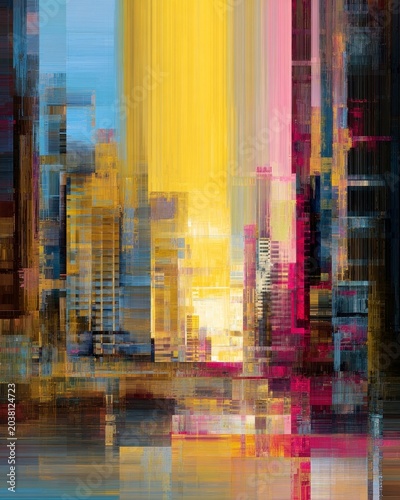 Abstract Cityscape with Bright Colors