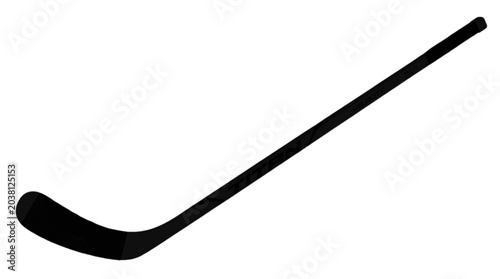 A sleek, minimalist black hockey stick vector image with a smooth, curved blade and straight shaft, perfect for sports, icons, or design projects.