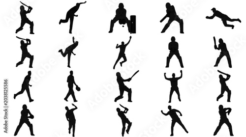 Tableau sur toile A fluid sequence of black silhouette figures showing a person performing mid-air jumps and dynamic movements against a plain background