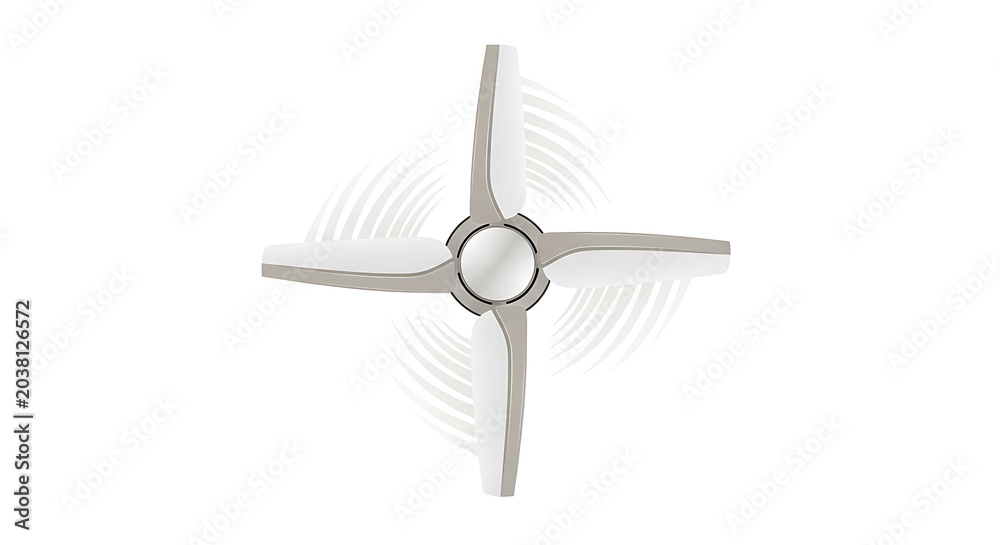 Fototapeta premium Industrial Gray Propeller with White Blades on White Background