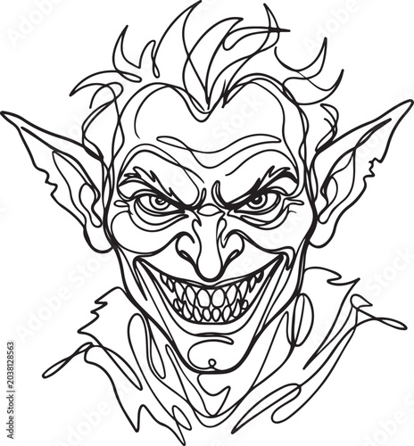 Cuadro en lienzo Grotesque fantasy creature illustration with a sinister and mischievous grin, fe