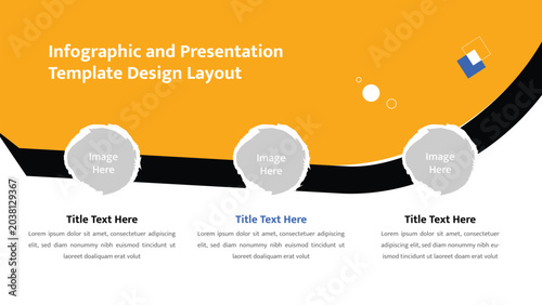 Obraz na plátně Professional presentation layout featuring three prominent image placeholders an