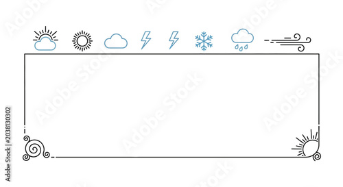 Tableau sur toile Weather Icons Border Frame with Copy Space for Forecasts and Information