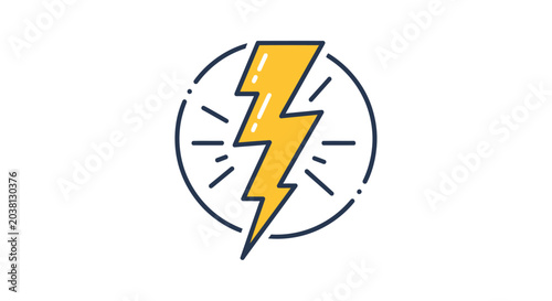 Billede på lærred Yellow Lightning Bolt Icon in Circle, Energy Symbol, Power Concept