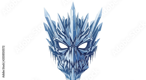 Fotografie Abstract Ice Face Mask, Winter Frost Creature, Frozen Skull Symbol