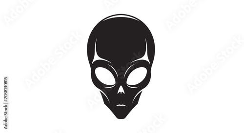 Foto Black alien head silhouette, extraterrestrial, ufo, space, science fiction conce