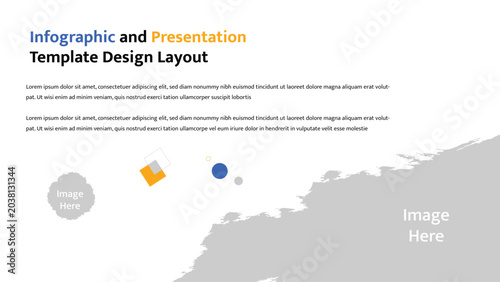 Versatile infographic presentation template featuring multiple image placeholders and text areas
